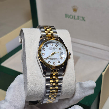 Rolex Femenino Date Just Bisel Estriado Imperial Blanco