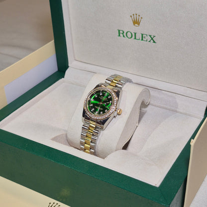 Rolex Femenino Date Just Bisel Perlas Imperial Verde