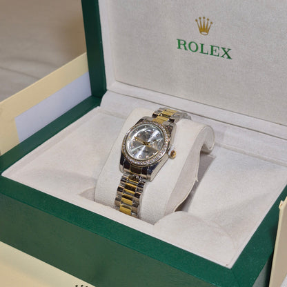 Rolex Femenino Date Just Bisel Perlas Imperial Blanco
