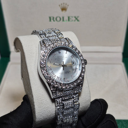 Rolex Date Just Plateado Cara Blanca FULL SET