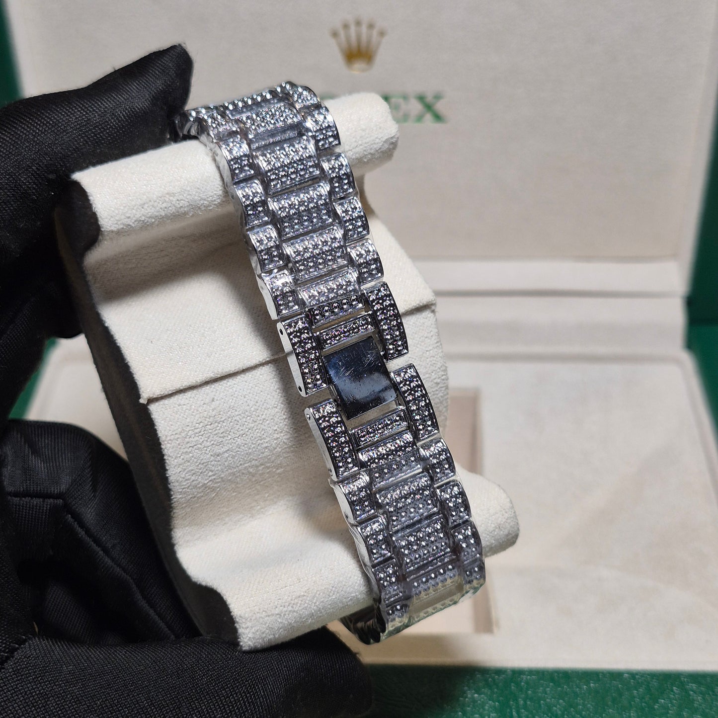 Rolex Date Just Plateado Cara Negra FULL SET