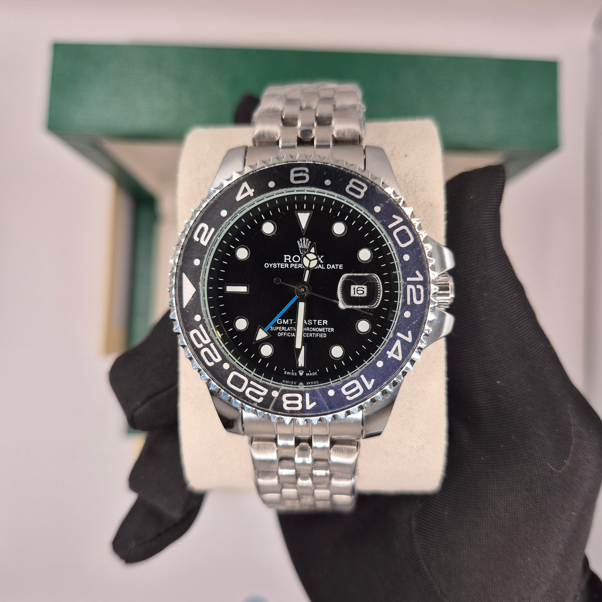 Rolex Semiautomatico Submariner GMT Jubilee Plateado Negro