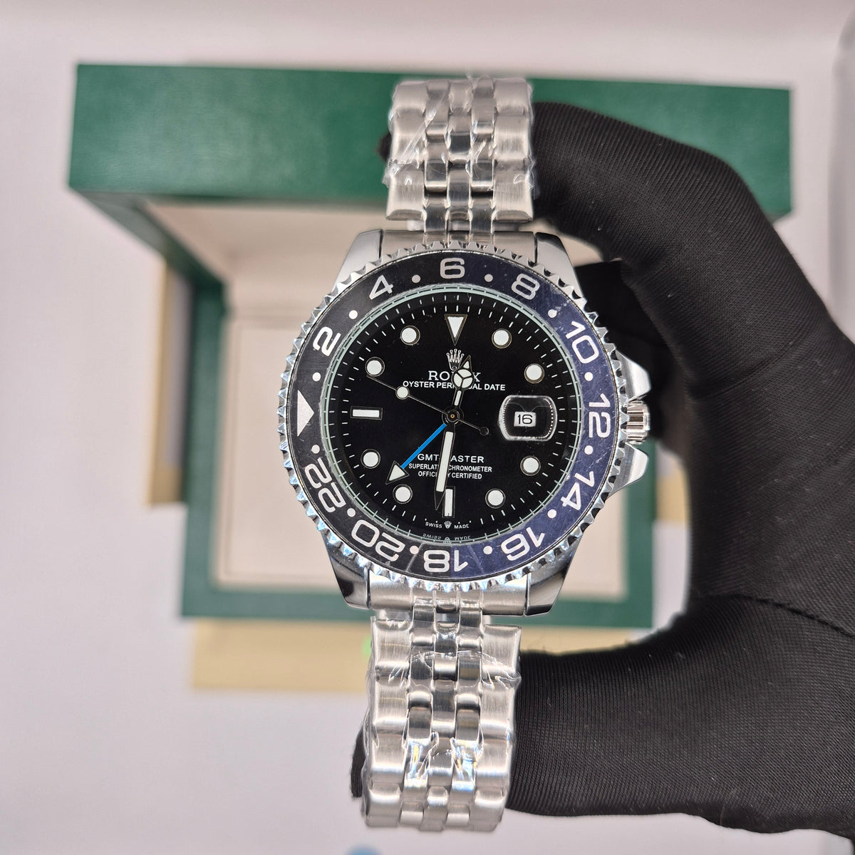 Rolex Semiautomatico Submariner GMT Jubilee Plateado Negro