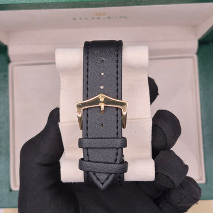 Rolex Semiautomático Oyster Perpetual Gold Cuero Negro