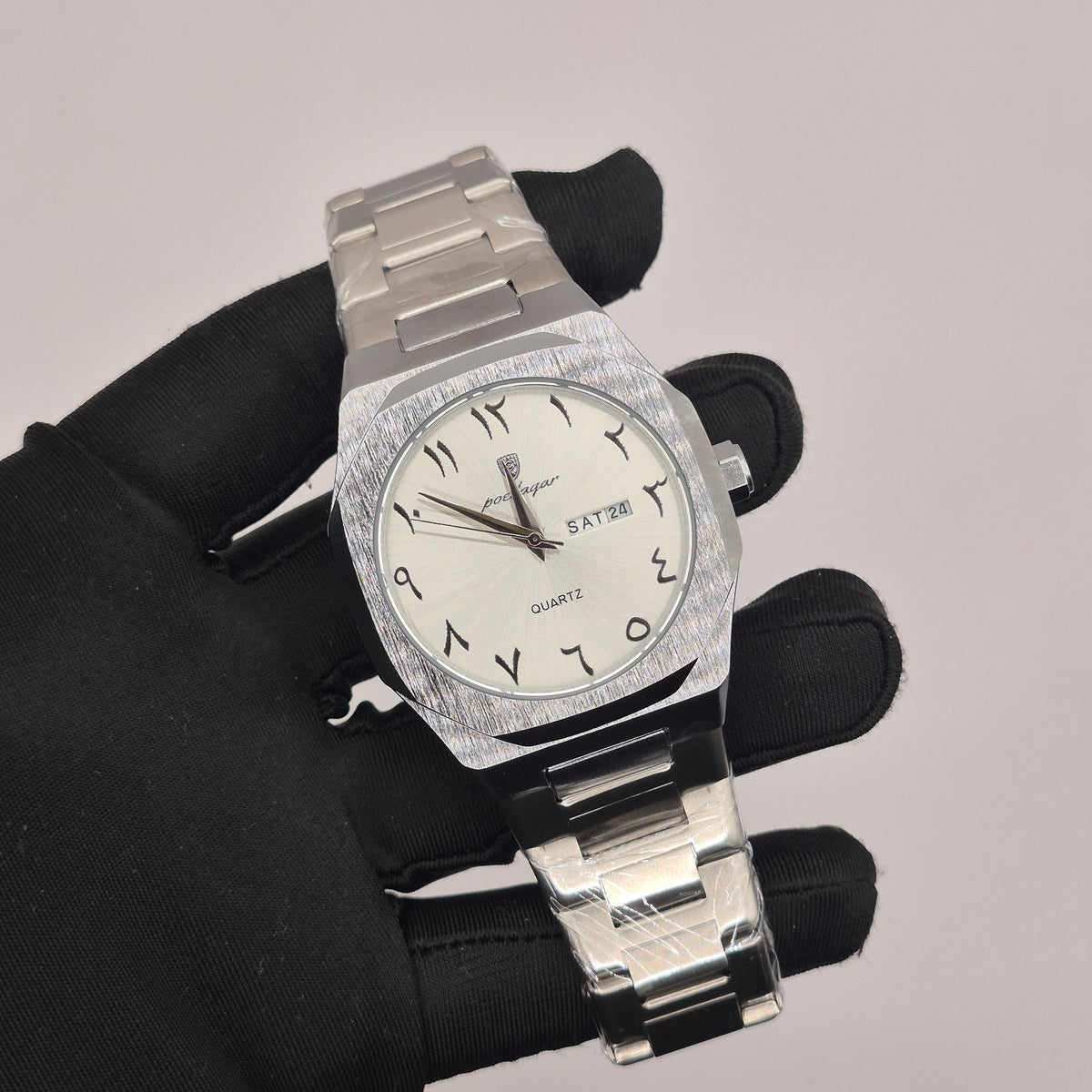 Reloj Poedagar Full Silver Números Arábicos