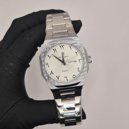 Reloj Poedagar Full Silver Números Arábicos
