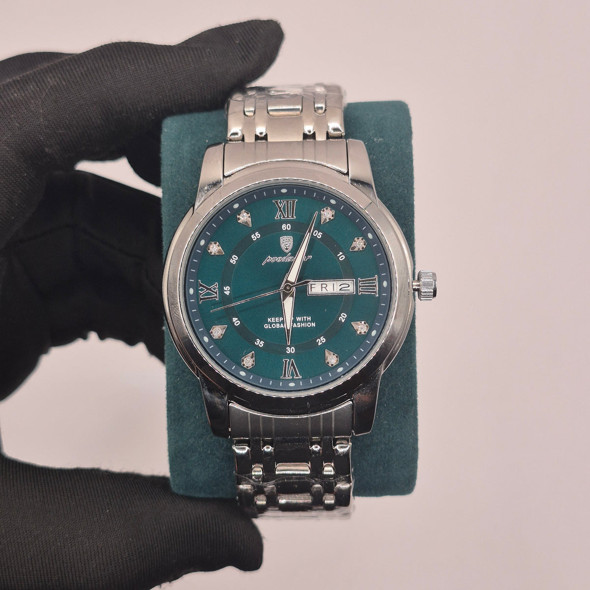 Reloj Poedagar Plateado Dial Aguamarina