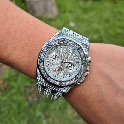 Reloj Cubano Hexagonal Plateado
