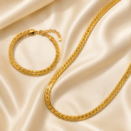Set Cadena + Pulsera Trenzado Serpiente