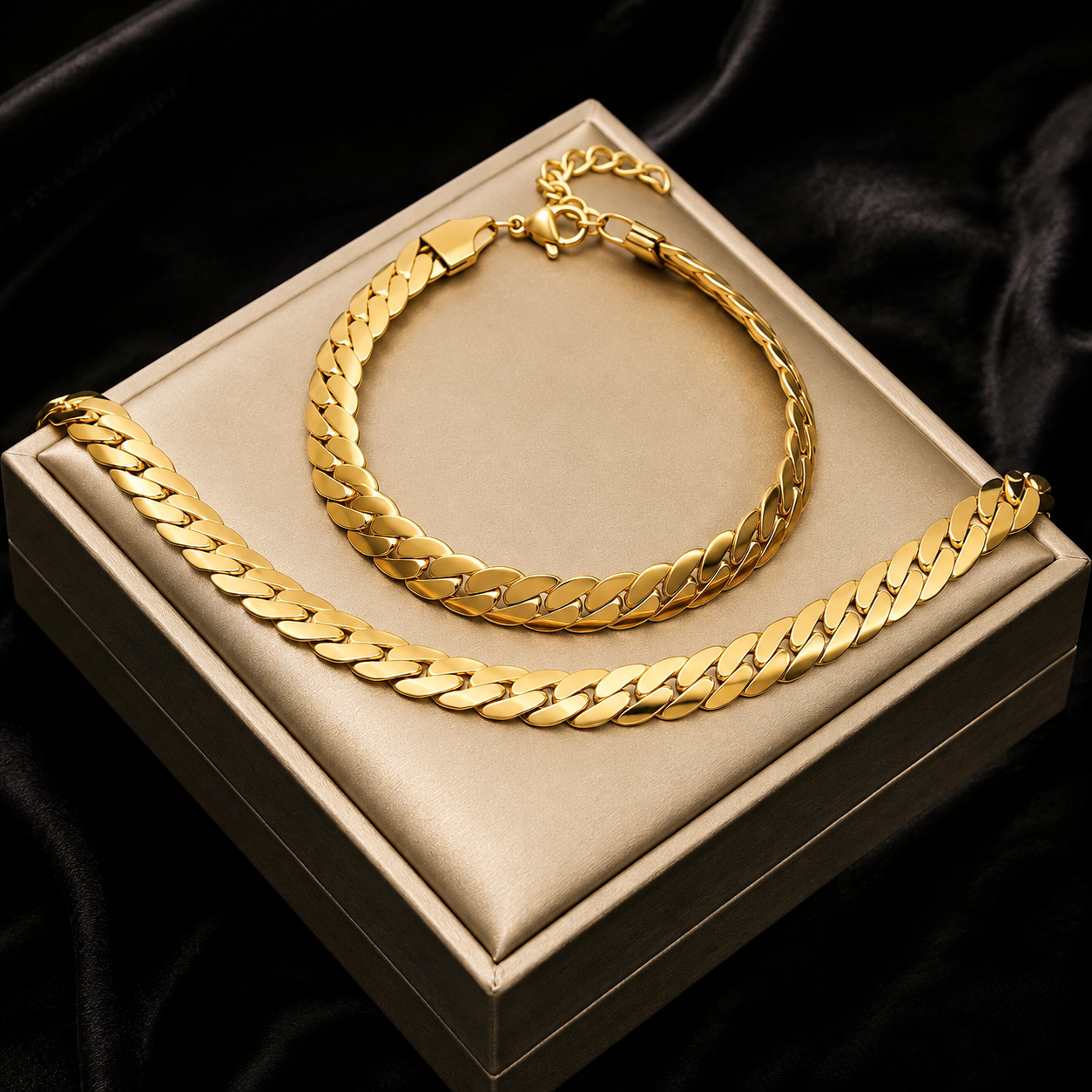 Set Cadena + Pulsera Trenzado Serpiente
