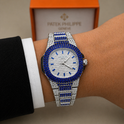 Patek Philippe Cubano Plateado - Azul Mar