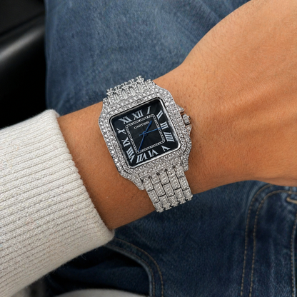 Cartier Santos Cubano Plateado Cara Negra