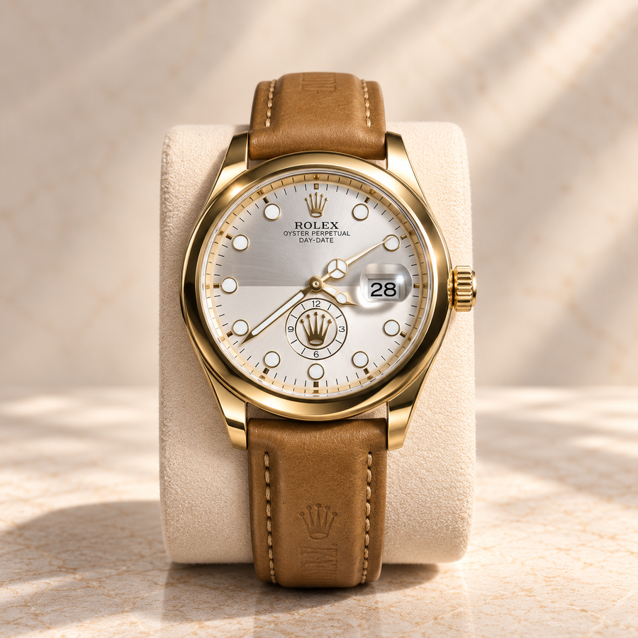 Rolex Oyster Perpetual Two Tone Cuero Café