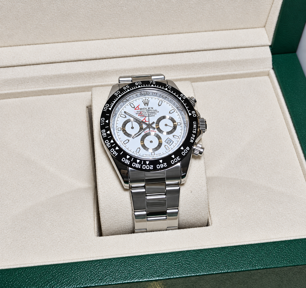 Rolex Daytona Plateado Blanco "Panda" Cronografos Funcionales