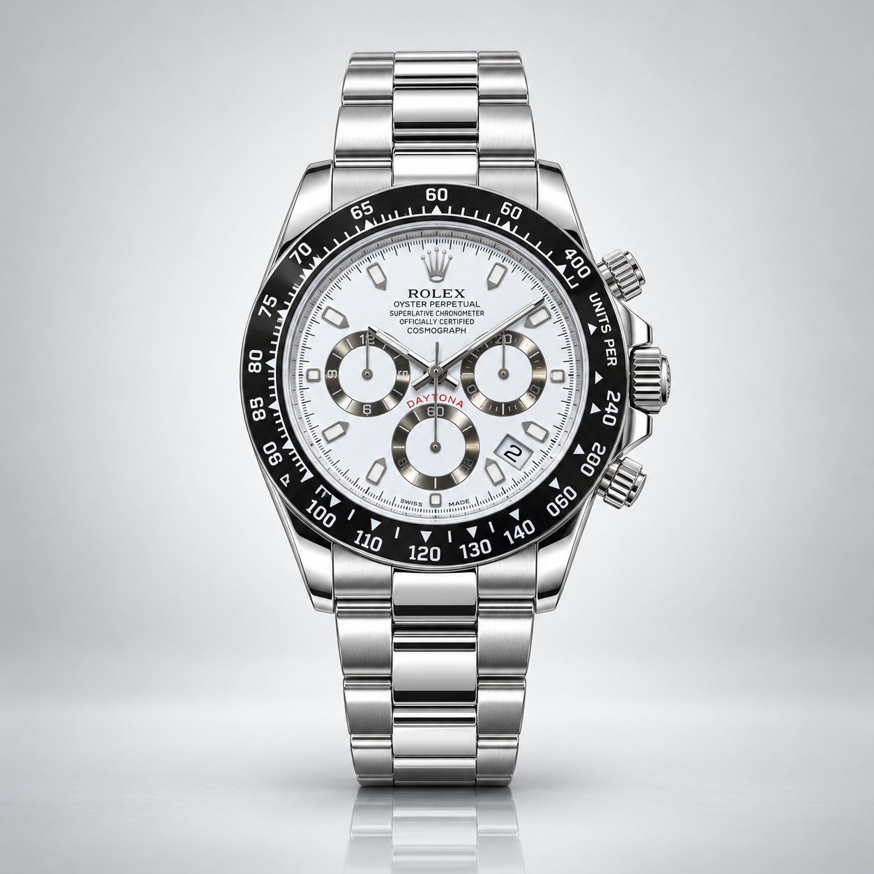 Rolex Daytona Plateado Blanco "Panda" Cronografos Funcionales