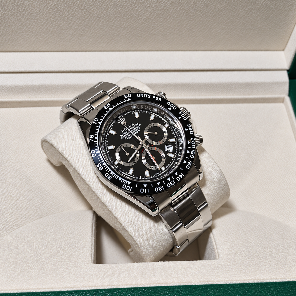 Rolex Daytona Plateado Negro Cronografos Funcionales