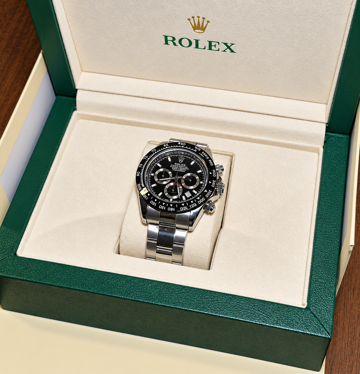 Rolex Daytona Plateado Negro Cronografos Funcionales