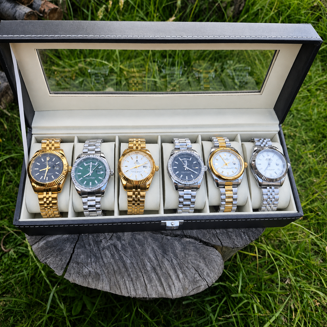 Combo Emprendedor Dubai Alta Gama Rolex AAA Maquinaria visible + 6 cajas individuales