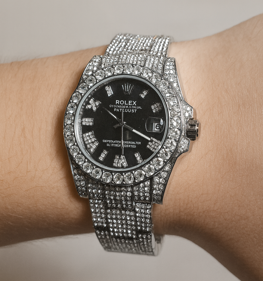 Rolex  DateJust Plateado Negro Cubano