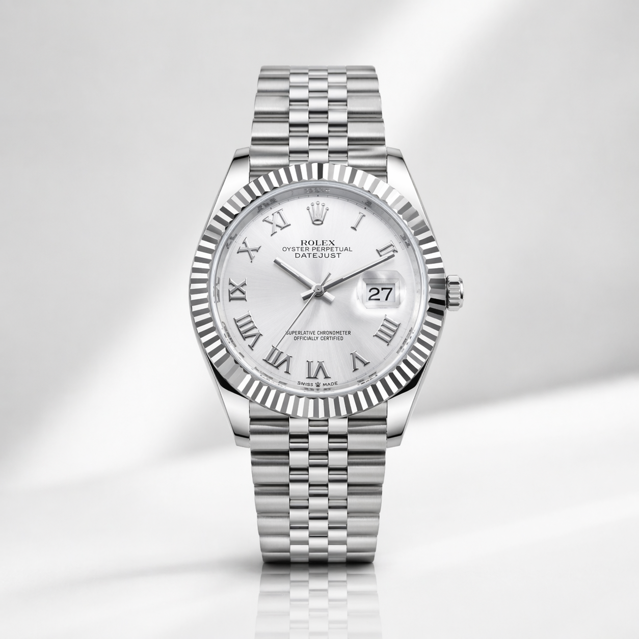 Rolex Semiautomatico Date Just Jubilee Plateado Romano