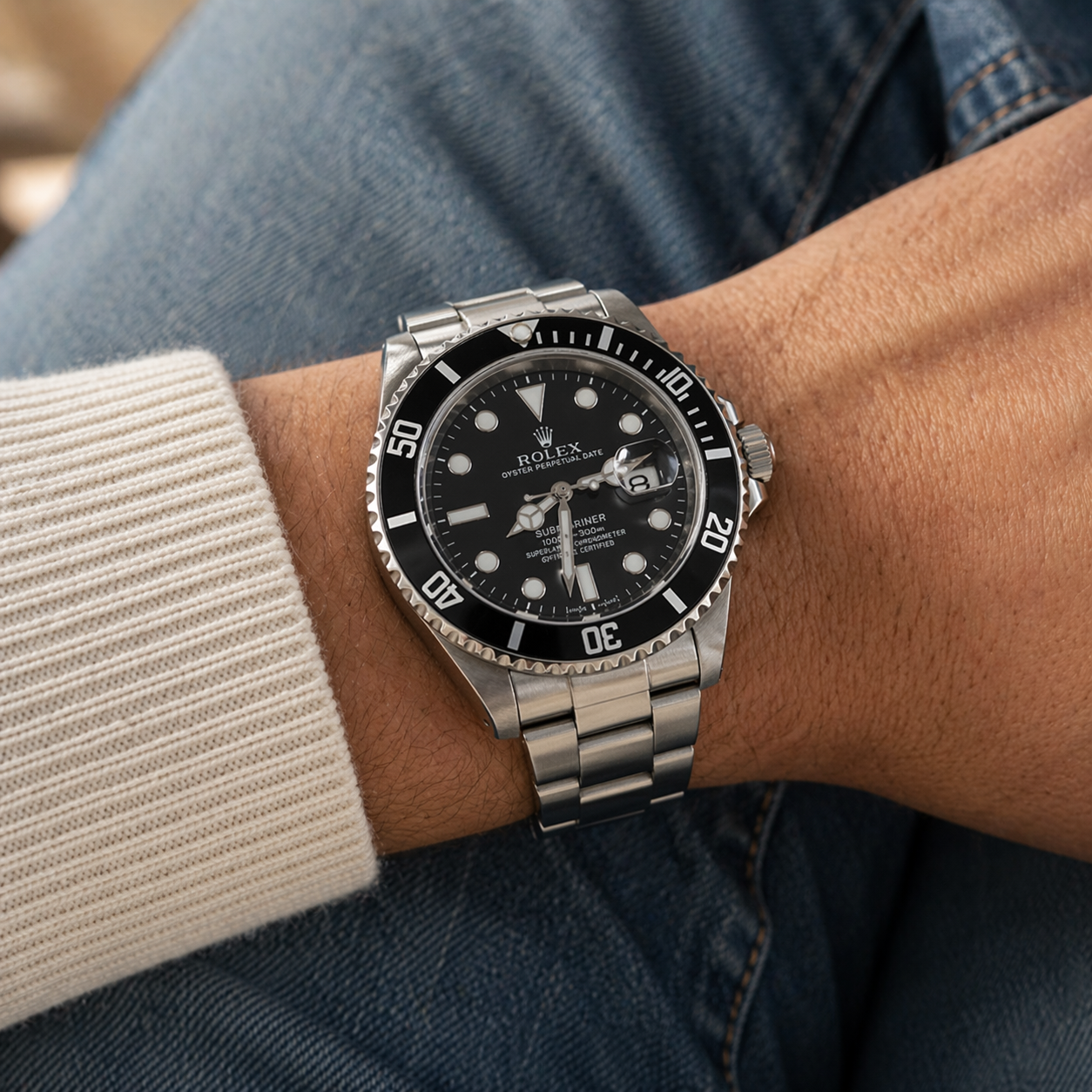 Rolex Semiautomatico Submariner Oyster Plateado Negro