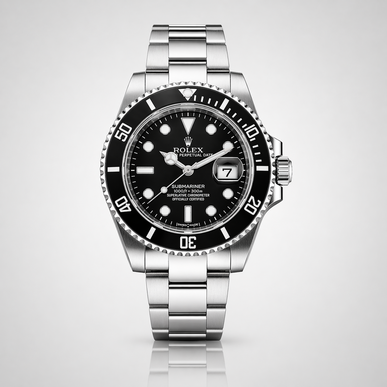 Rolex Semiautomatico Submariner Oyster Plateado Negro