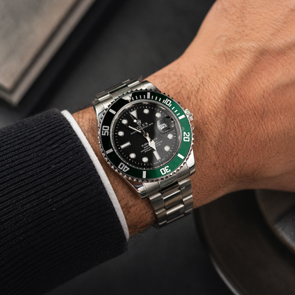 Rolex Semiautomatico Submariner Oyster Plateado Verde - Negro