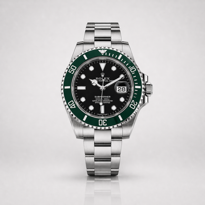 Rolex Semiautomatico Submariner Oyster Plateado Verde - Negro