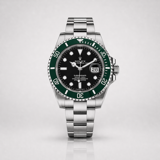 Rolex Semiautomatico Submariner Oyster Plateado Verde - Negro
