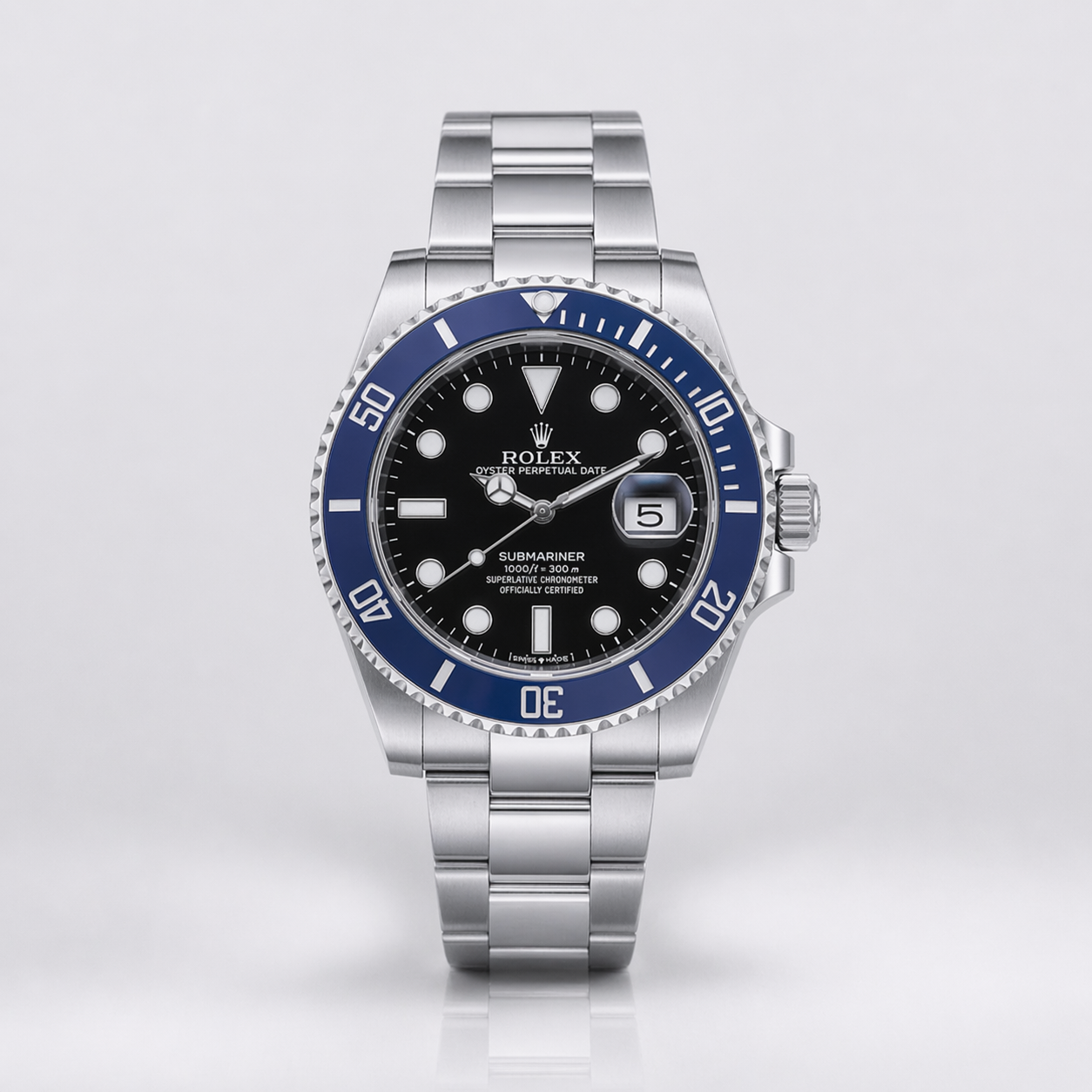 Rolex Semiautomatico Submariner Oyster Plateado Azul - Negro