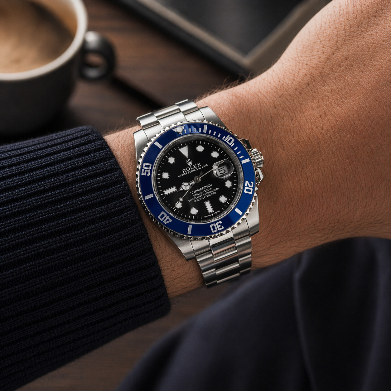 Rolex Semiautomatico Submariner Oyster Plateado Azul - Negro