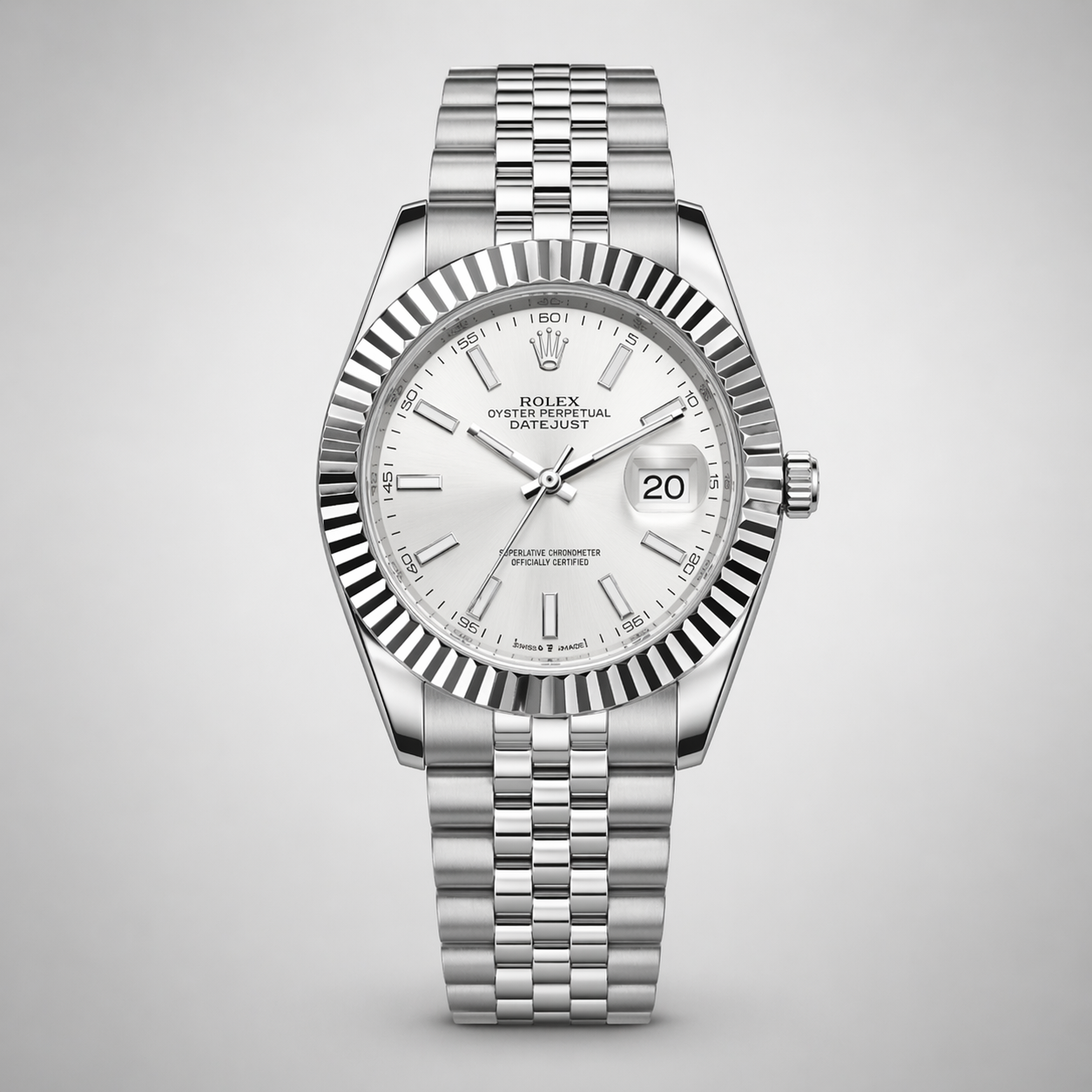 Rolex Semiautomatico Date Just Jubilee Plateado Barras