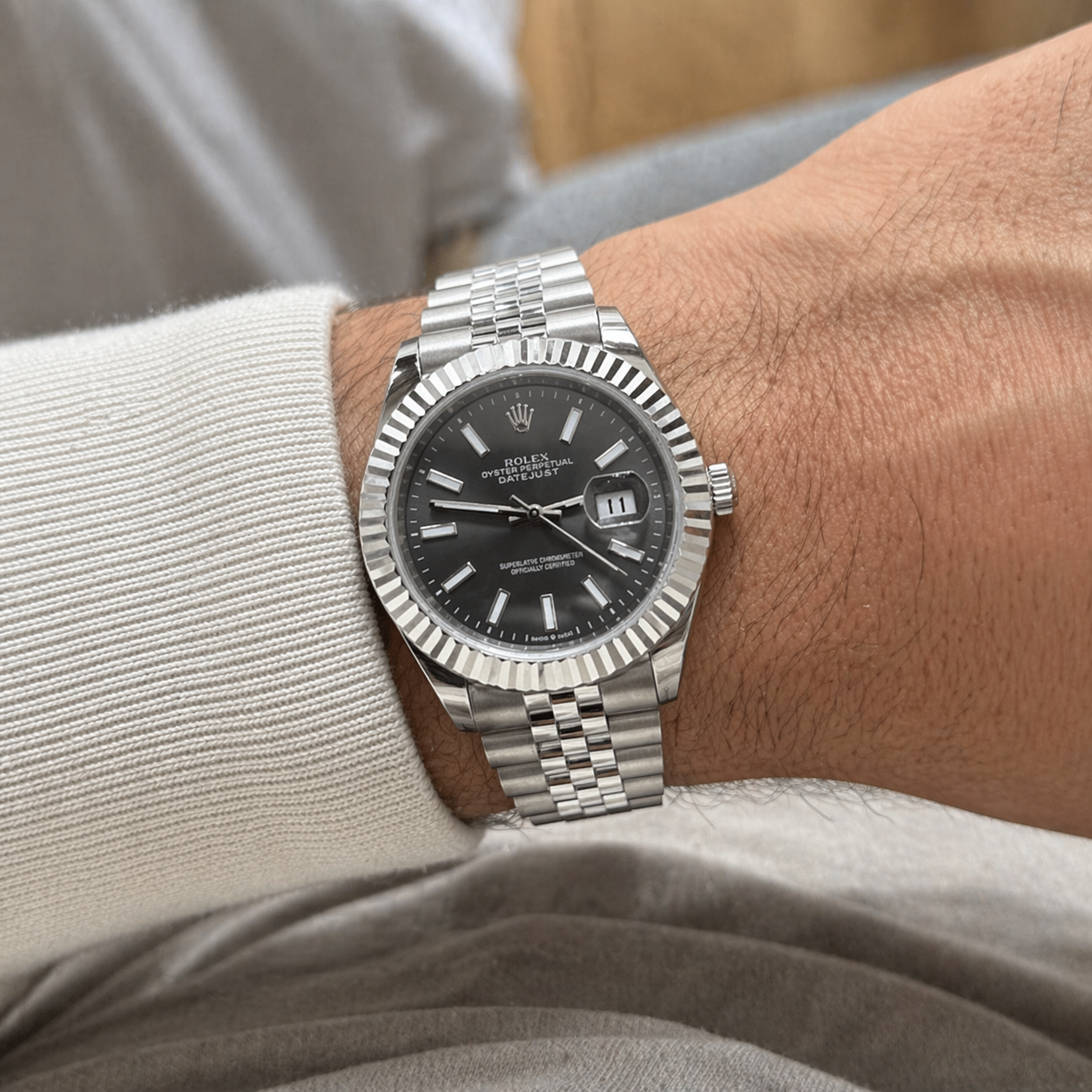Rolex Semiautomatico Date Just Jubilee Plateado Gris Metalizado