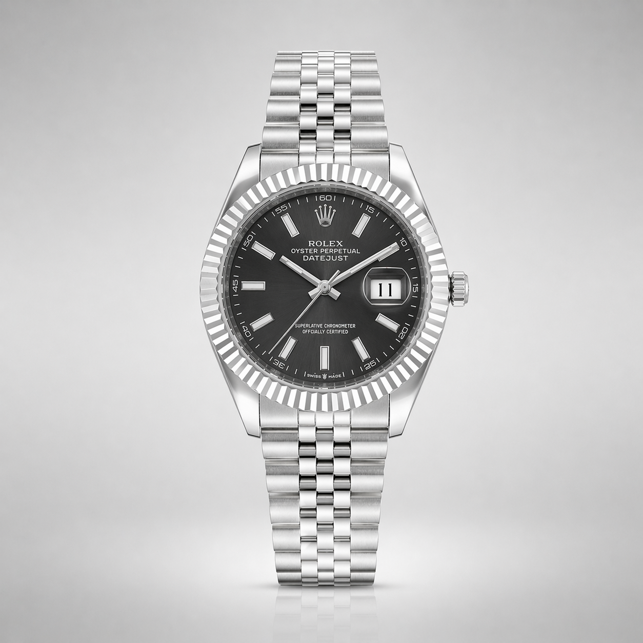 Rolex Semiautomatico Date Just Jubilee Plateado Gris Metalizado