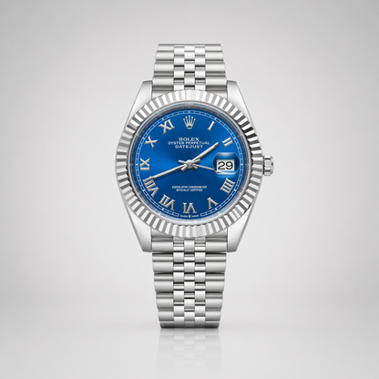 Rolex Semiautomatico Date Just Jubilee Plateado Azul Mar Romano