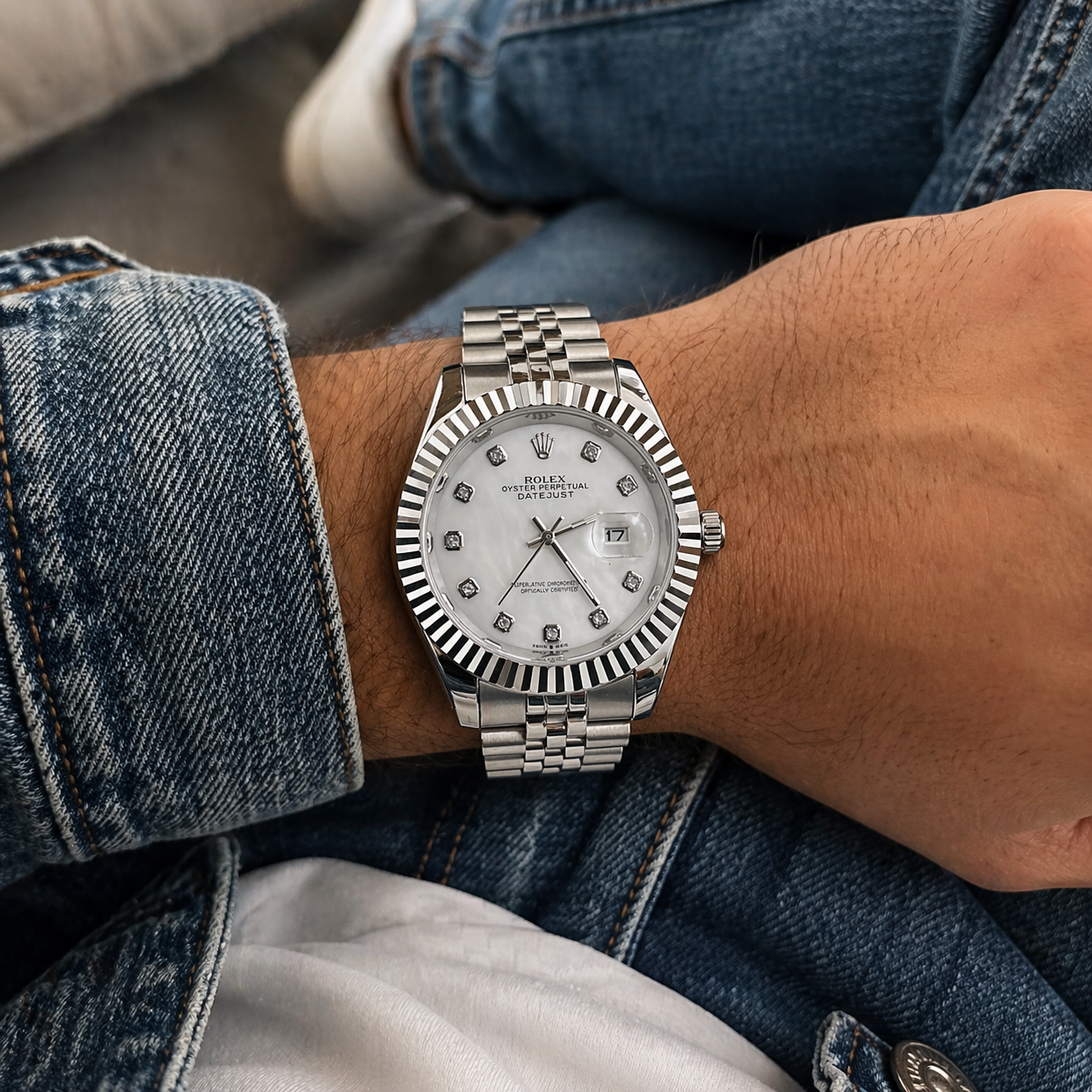 Rolex Semiautomatico Date Just Jubilee Plateado - Blanco Marmol