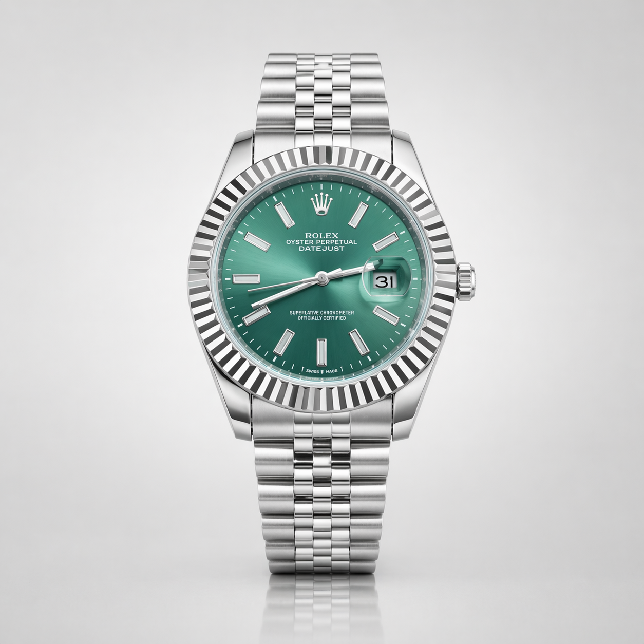 Rolex Semiautomatico Date Just Jubilee Plateado Verde Oliva