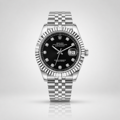 Rolex Semiautomatico Date Just Jubilee Plateado Negro Perlas