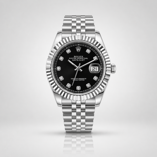 Rolex Semiautomatico Date Just Jubilee Plateado Negro Perlas