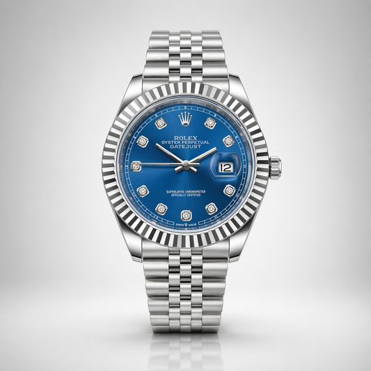 Rolex Semiautomatico Date Just Jubilee Plateado Azul Perlas