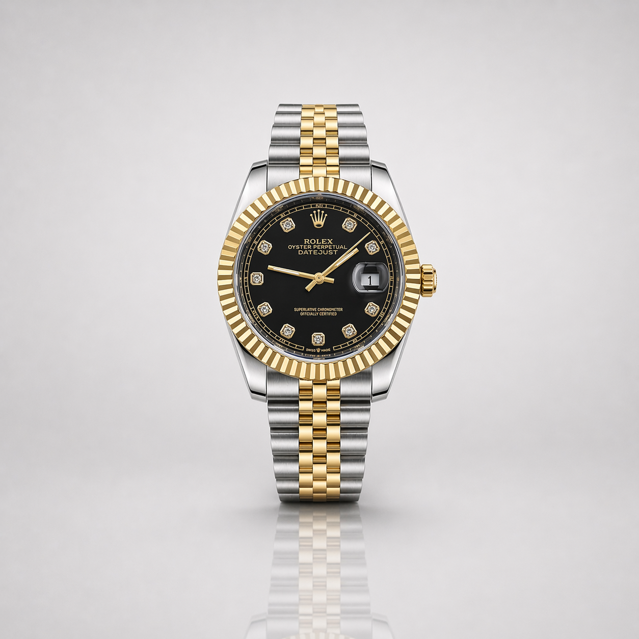 Rolex Semiautomatico Date Just Jubilee Imperial Negro Perlas