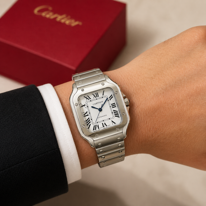 Cartier Santos Metalico Cara Blanca