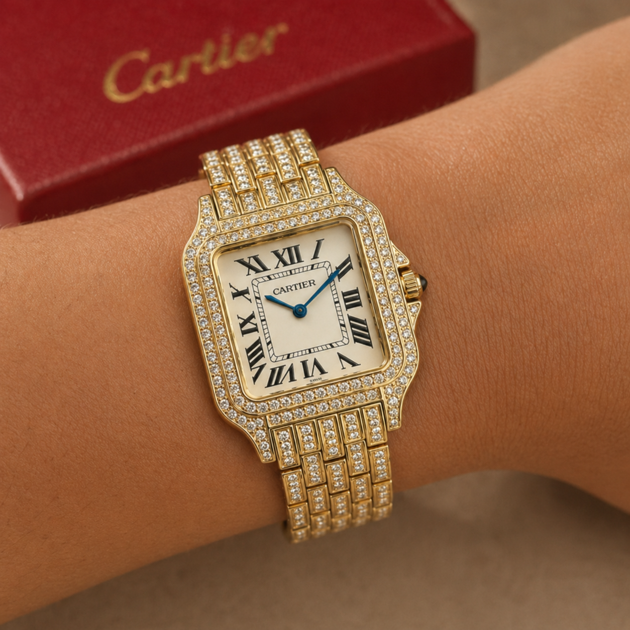 Cartier Santos Cubano Dorado Cara Blanca