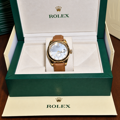 Rolex Oyster Perpetual Two Tone Cuero Café