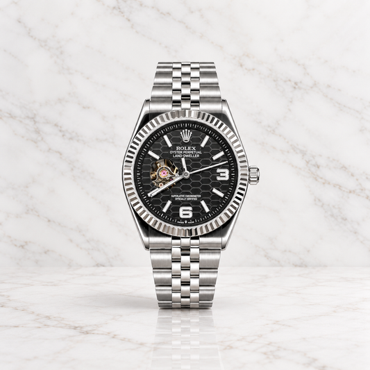 Rolex Land Dweller Automático Full Silver Dial Negro