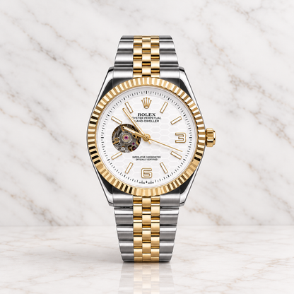 Rolex Land Dweller Automático Two Tone Dial Blanco