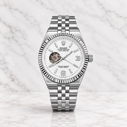 Rolex Land Dweller Automático Full Silver Dial Blanco