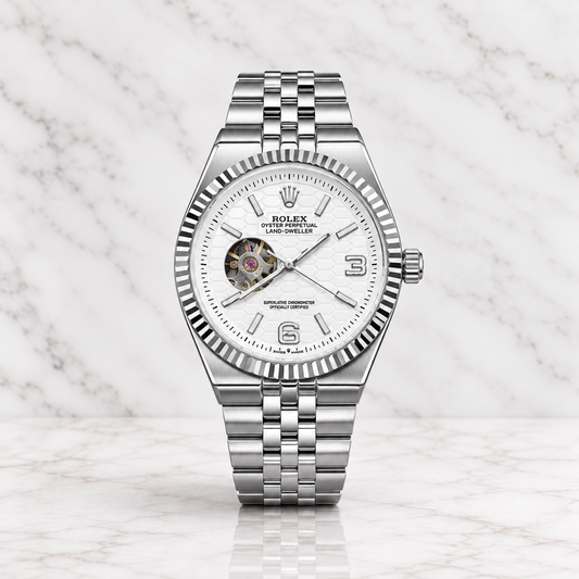 Rolex Land Dweller Automático Full Silver Dial Blanco