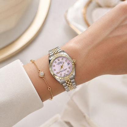 Rolex Femenino Date Just Bisel Estriado Imperial Rosado