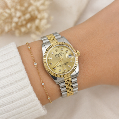 Rolex Femenino Date Just Bisel Estriado Imperial Dorado